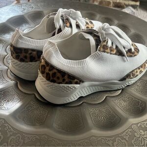 Rampage White Sneakers with Leopard Accent